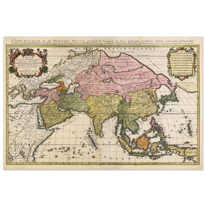 Asia ancient map by Alexis-Hubert Jaillot museum art print - Etsy Portugal