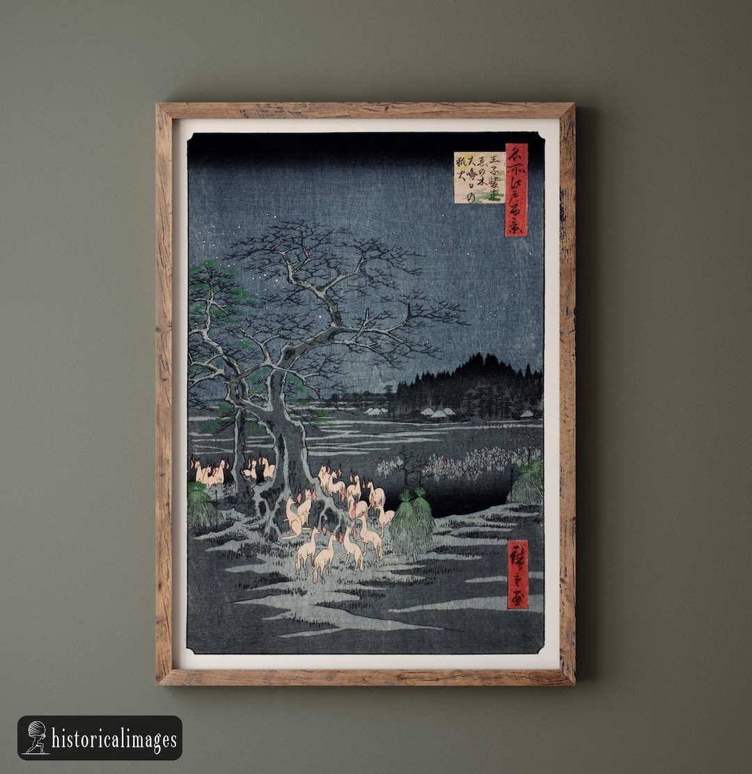 Fox Fires on New Year's Eve at the Changing Tree in Oji by Utagawa