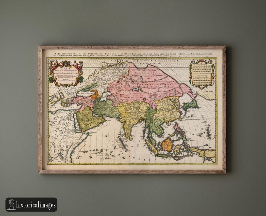 Asia ancient map by Alexis-Hubert Jaillot museum art print - Etsy Portugal