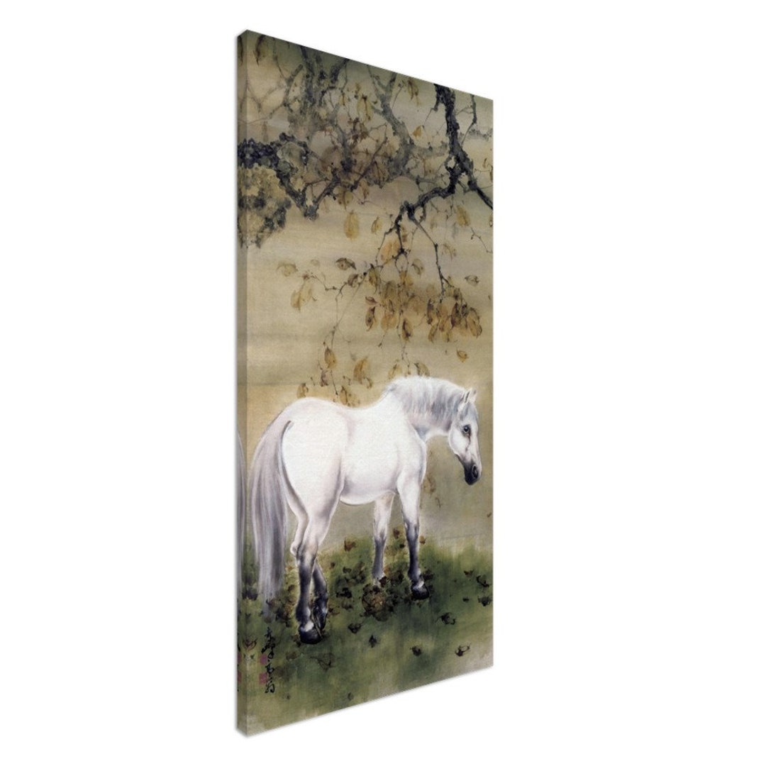 White Horse by Gao Qifeng. Traditional Chinese Painting. Reproduction
