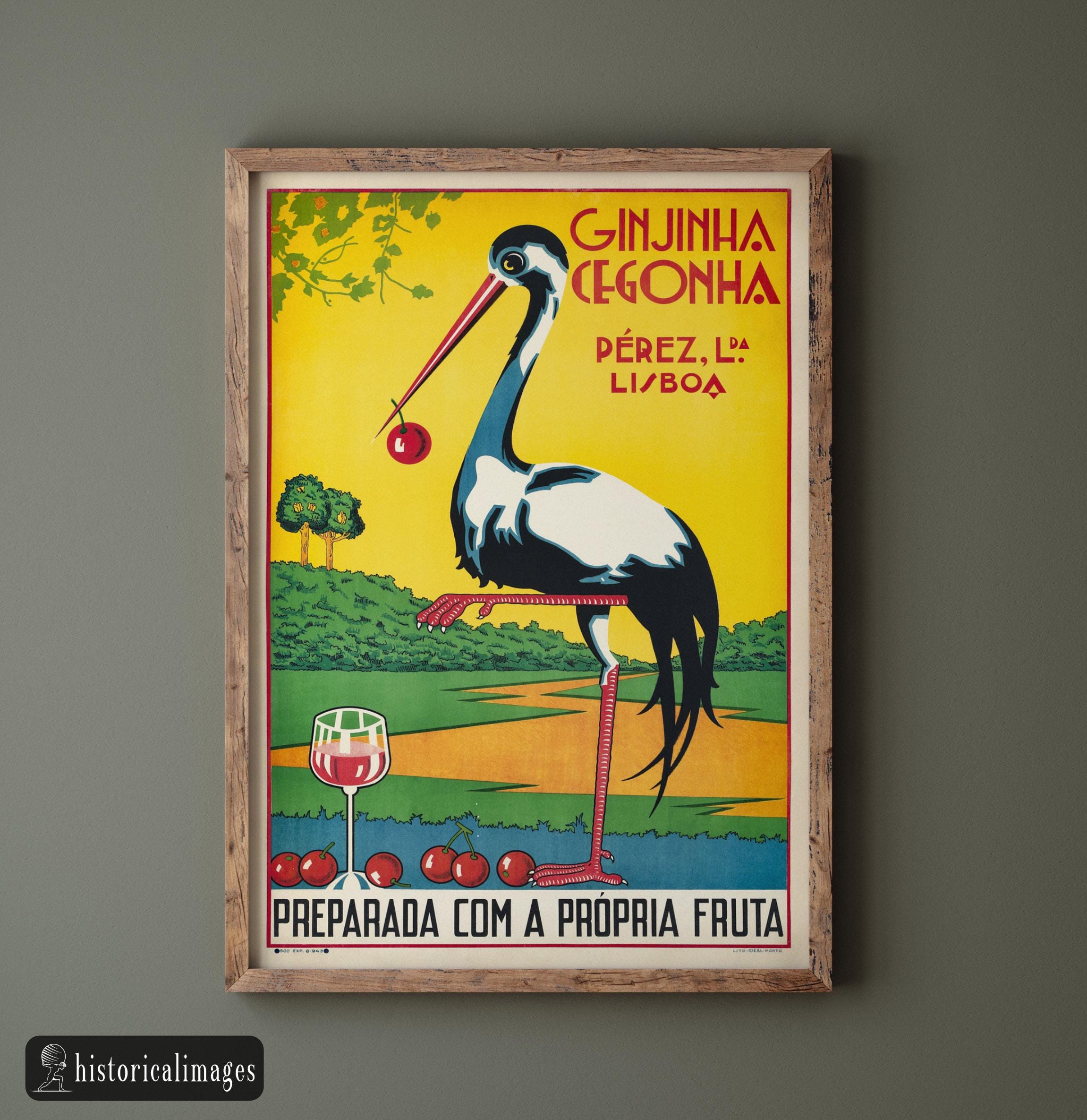 Ginjinha Cegonha Portuguese Cherry Liqueur Vintage Ad Print Repro