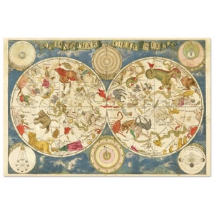 Planisphaerium Coeleste schöne alte Kartenreproduktion