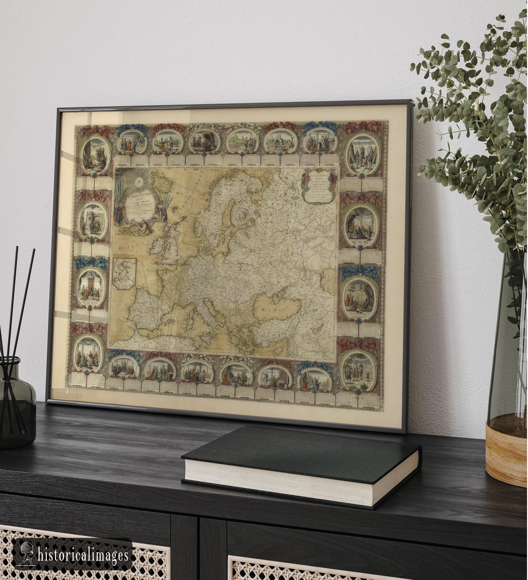 Ancient Antique Map of Europe. the Map is Devided in Empires and Realms ...