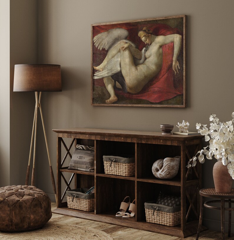 Leda and the Swan After Michelangelo 1530 Copy of Lost Painting. Fine