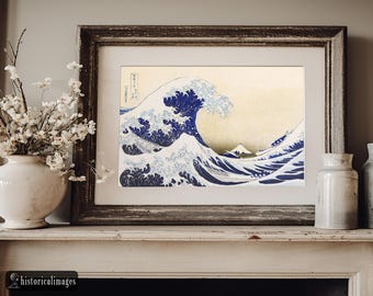 葛飾北斎「神奈川沖浪裏」浮世絵版画複製画 - Etsy 日本