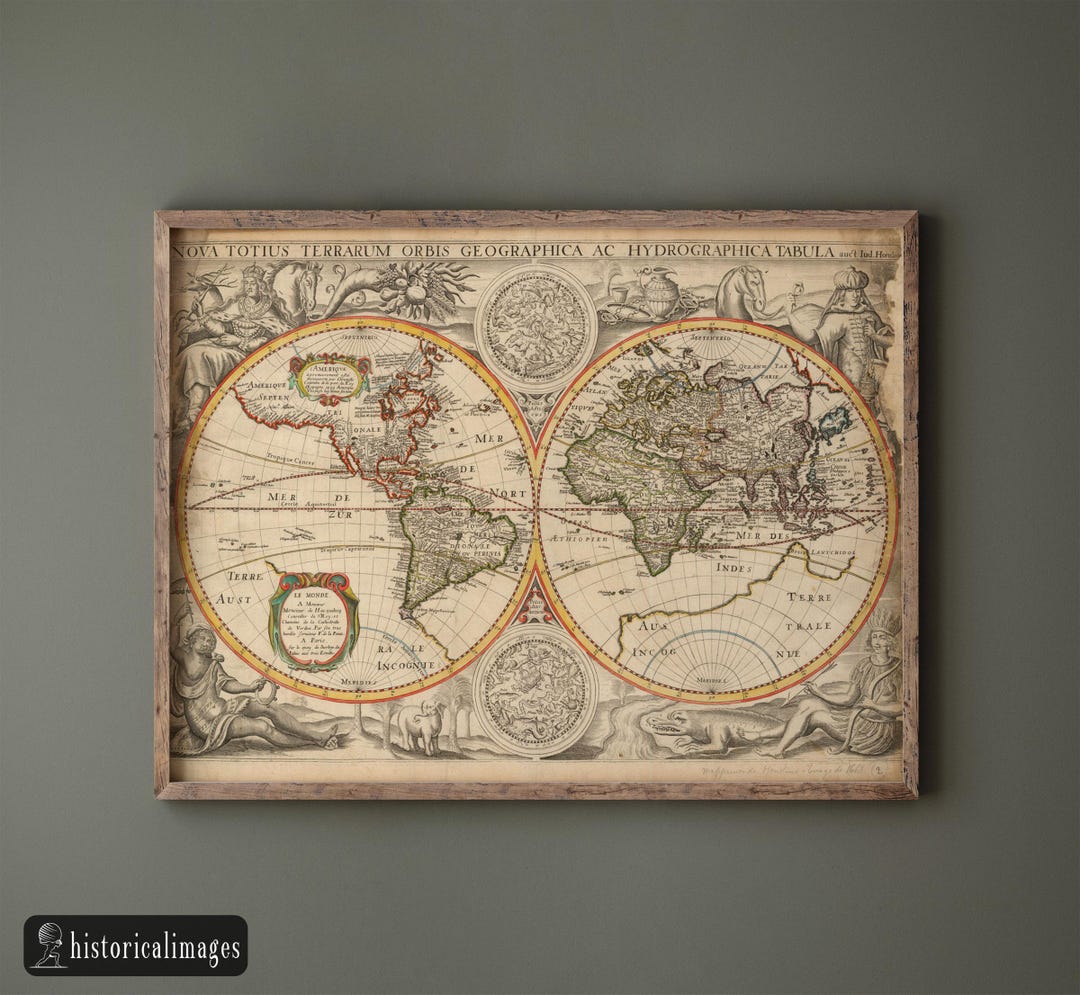 Ancient World Map Poster Reproduction by Jodocus Hondius - Etsy