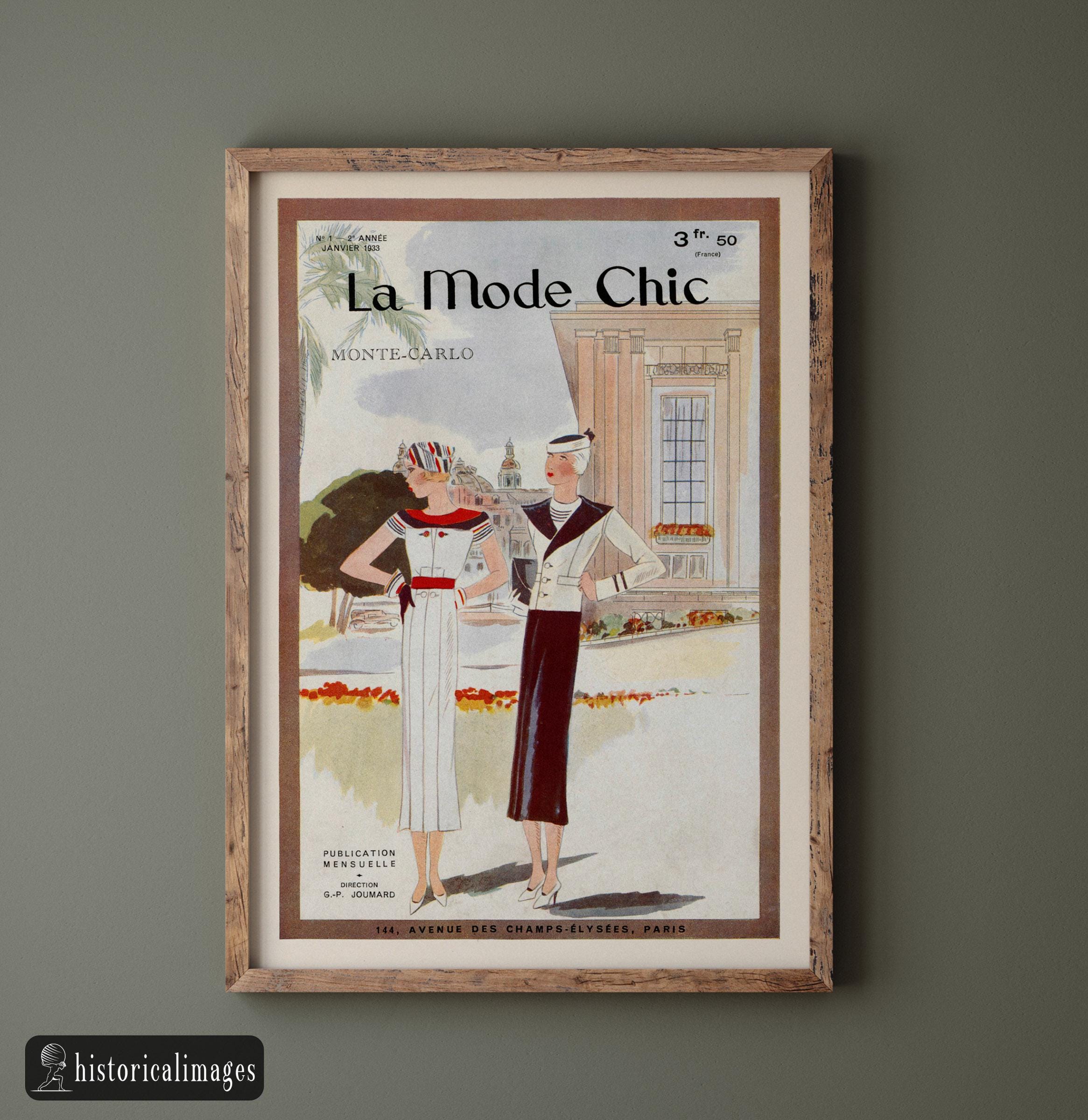 La Mode Chic Vintage French Fashion Magazine Cover 1933. Wallart