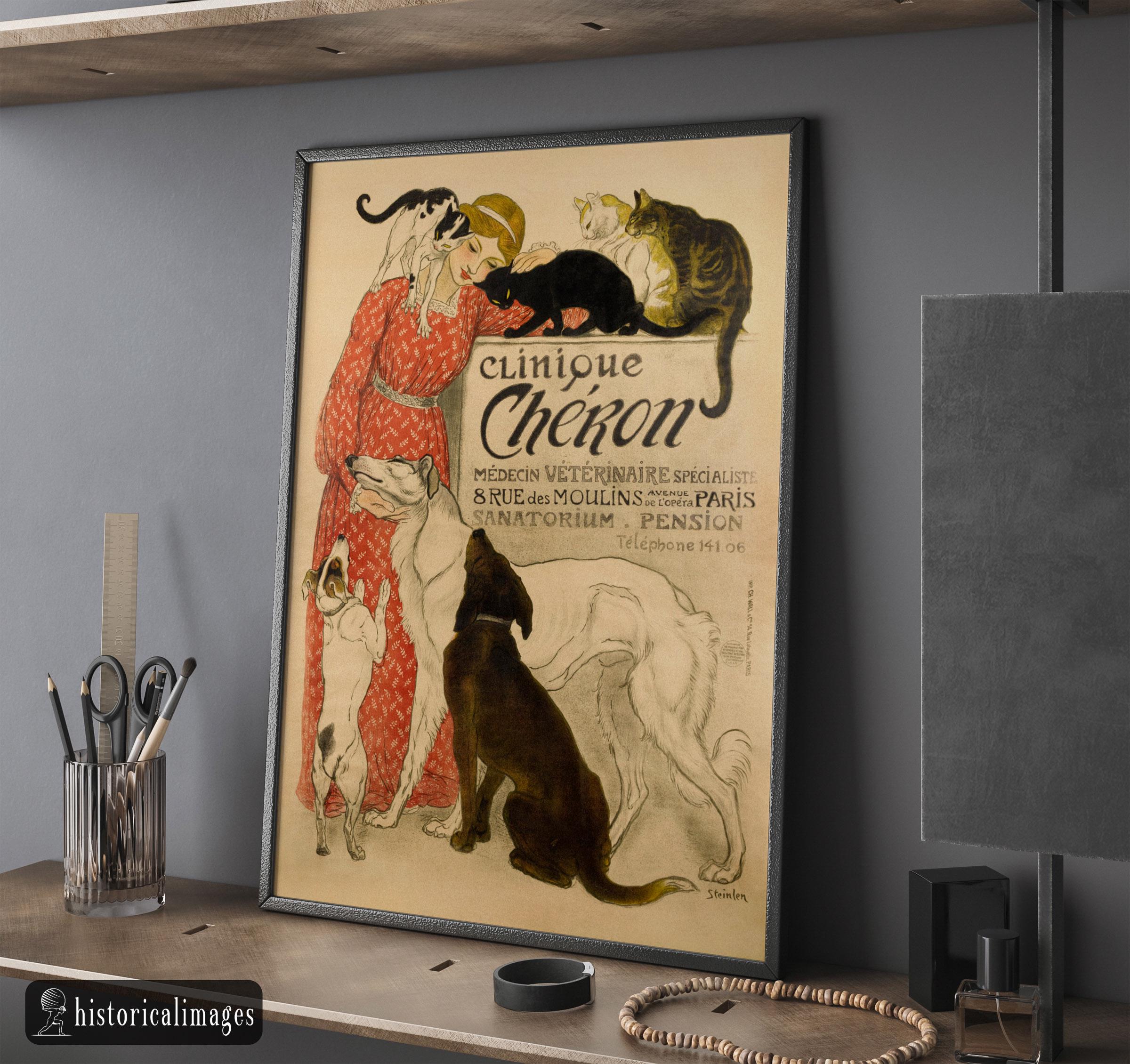 Theophile Steinlen Clinique Cheron. Beautiful Vintage Poster