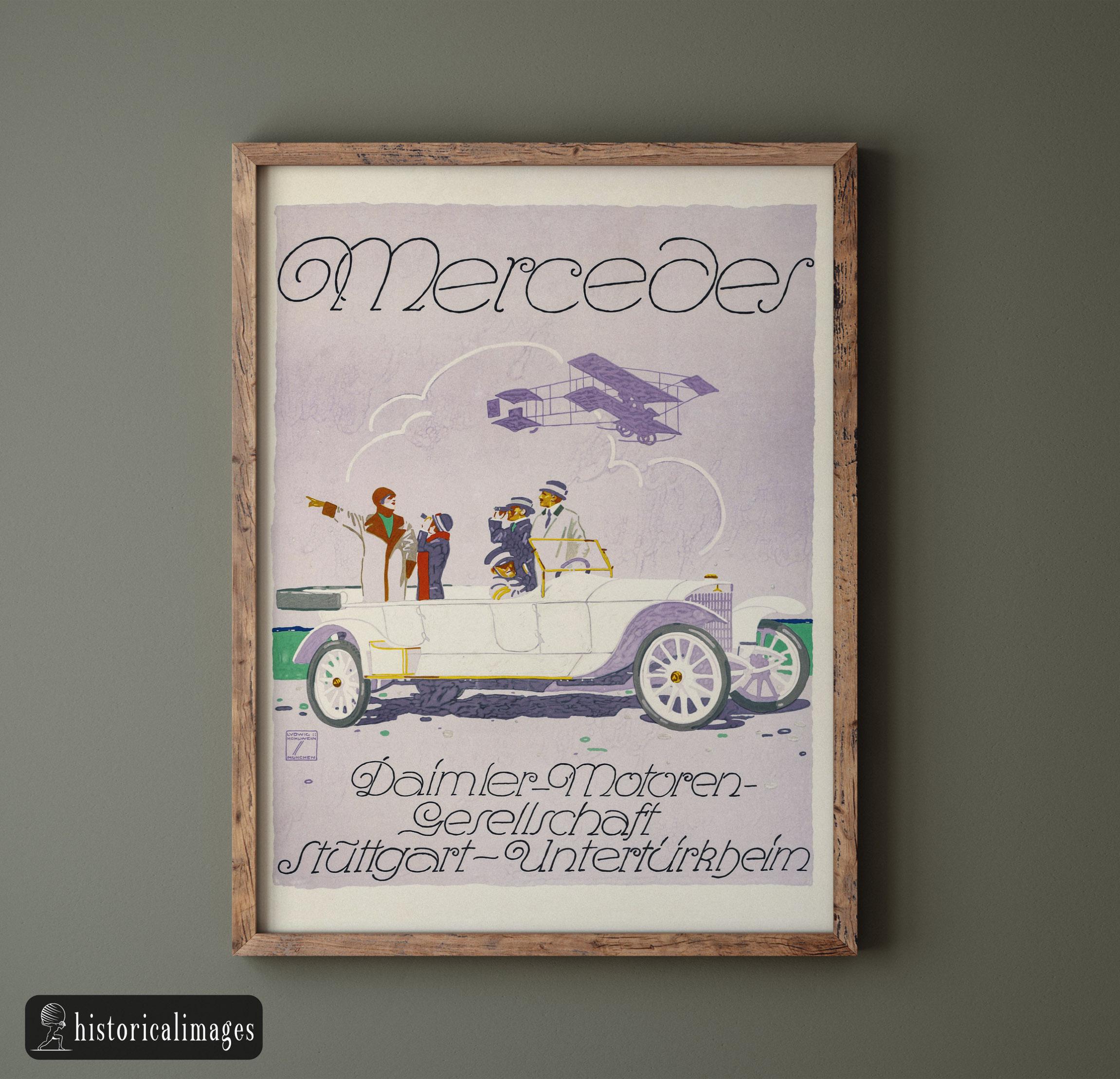 Mercedes Car Vintage Advertising Print Repro 1914 by Ludwig