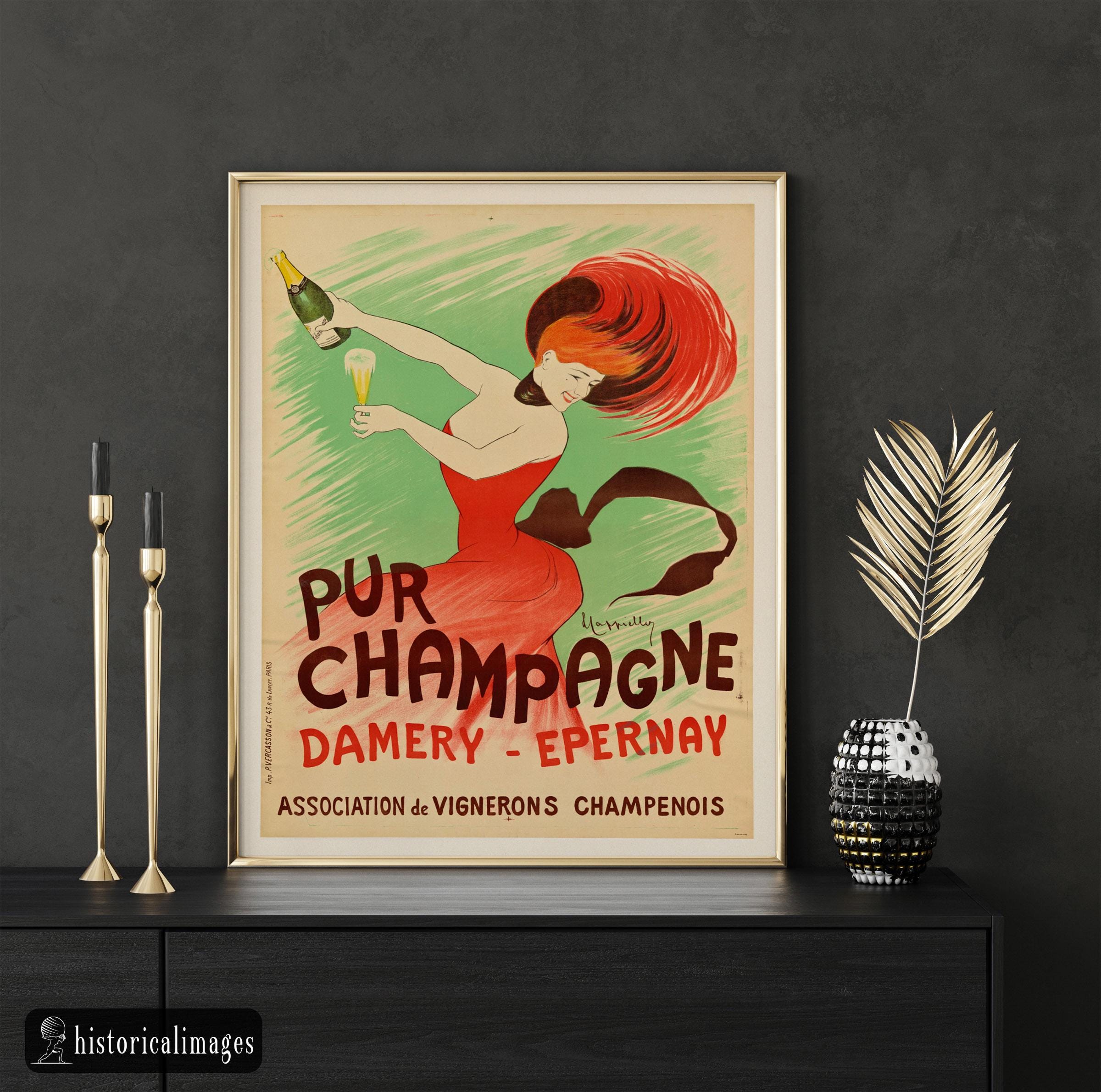 Pur Champagne Damery Epernay Advertising Vintage Poster by