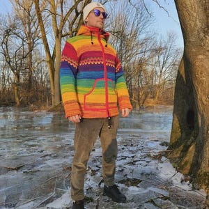 Jacka fårull Nepal regnbåge