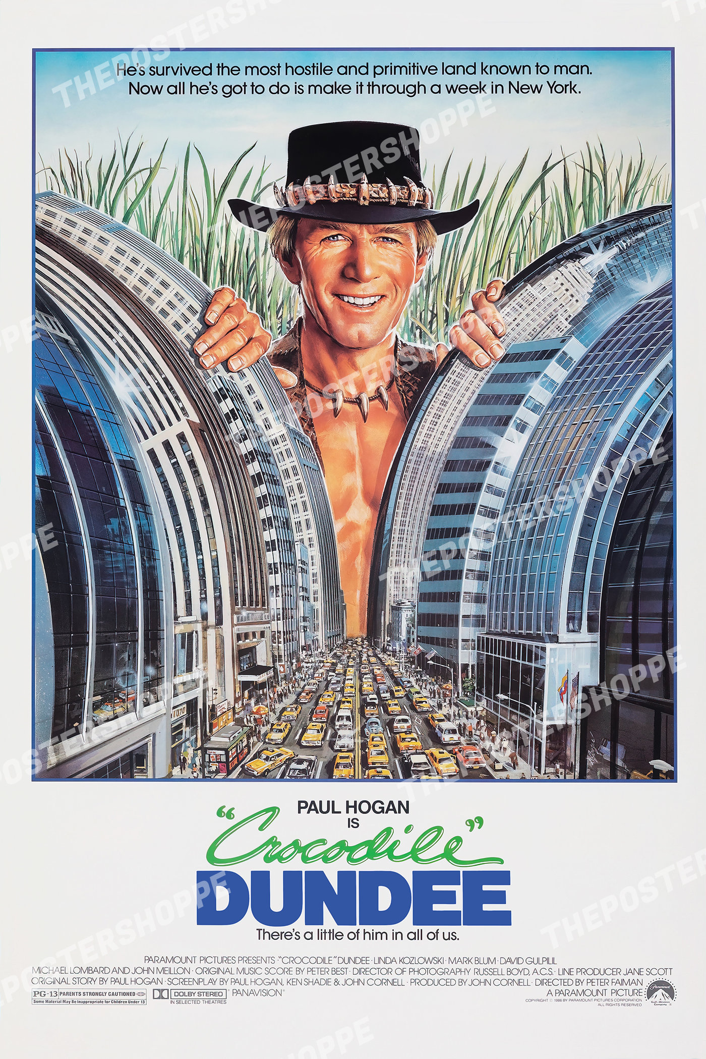 Crocodile Dundee (1986) Movie Film POSTER (Paul Hogan, Linda Kozlowski ...