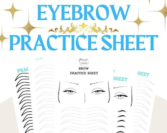 Esercizio per le sopracciglia, Mappatura delle sopracciglia modificabile, Pratica di microblading, Pratica di mappatura, Moduli per esercitarsi sulle sopracciglia, Moduli stampabili, Moduli di microblading