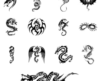 Drache SVG, Drachenbündel, Drache Stammeskunst Cricut Schnittdatei Cricut Silhouette Pack Drache
