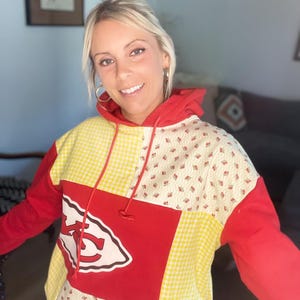 Kansas City Chiefs omarbetad, återvunnen, quiltad huvtröja bild 7