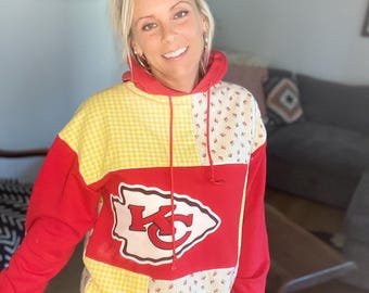 Sudadera acolchada reciclada y retrabajada de los Kansas City Chiefs