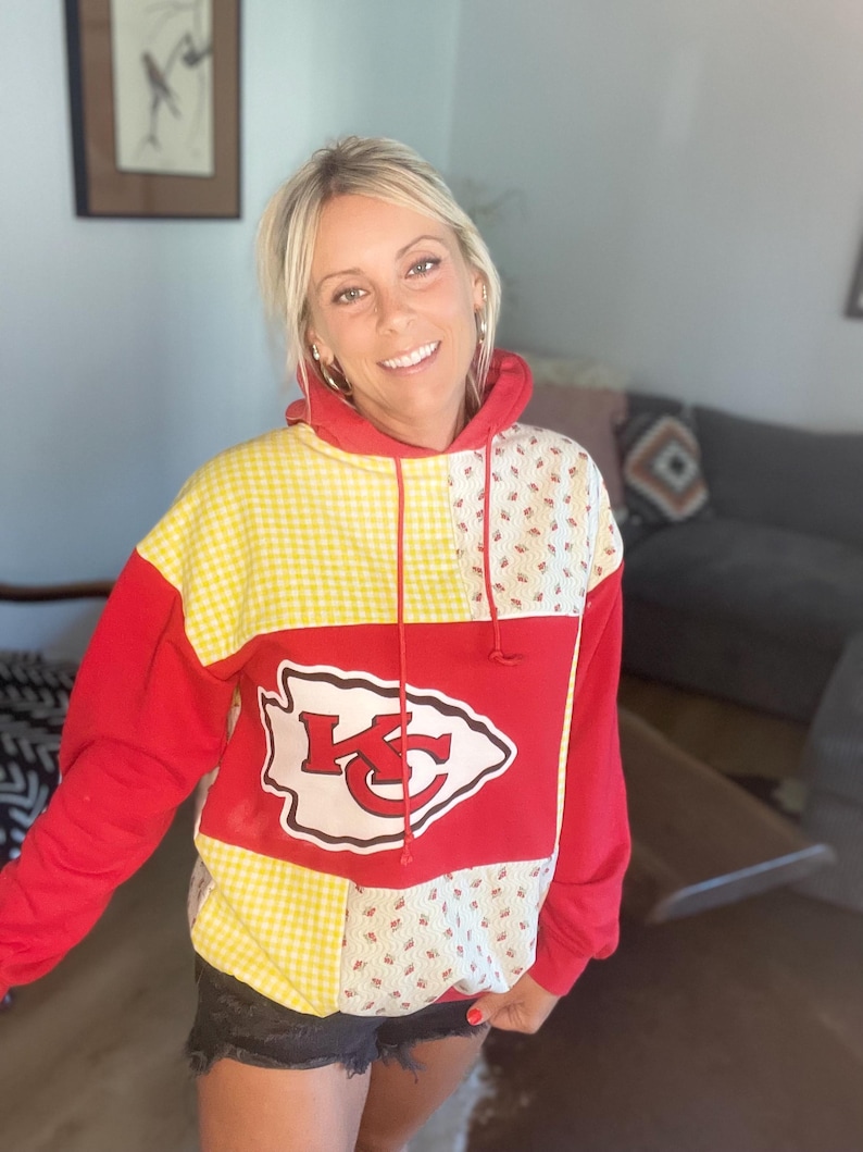 Kansas City Chiefs omarbetad, återvunnen, quiltad huvtröja bild 1