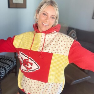 Kansas City Chiefs omarbetad, återvunnen, quiltad huvtröja bild 5