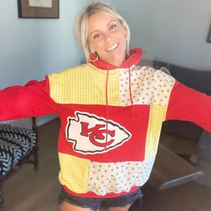 Kansas City Chiefs omarbetad, återvunnen, quiltad huvtröja bild 6