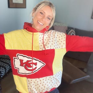 Kansas City Chiefs omarbetad, återvunnen, quiltad huvtröja bild 4