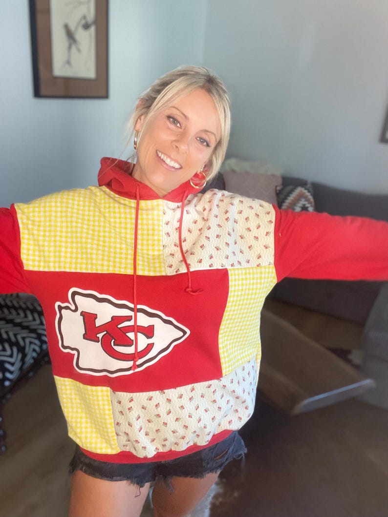 Kansas City Chiefs omarbetad, återvunnen, quiltad huvtröja bild 4