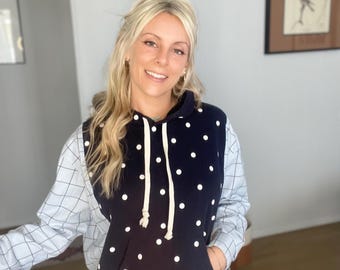 Prickig, återvunnen flanellhuvtröja