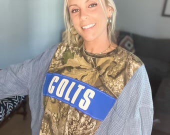 Indianapolis Colts kamouflage-tröja i omarbetad lappad flanell