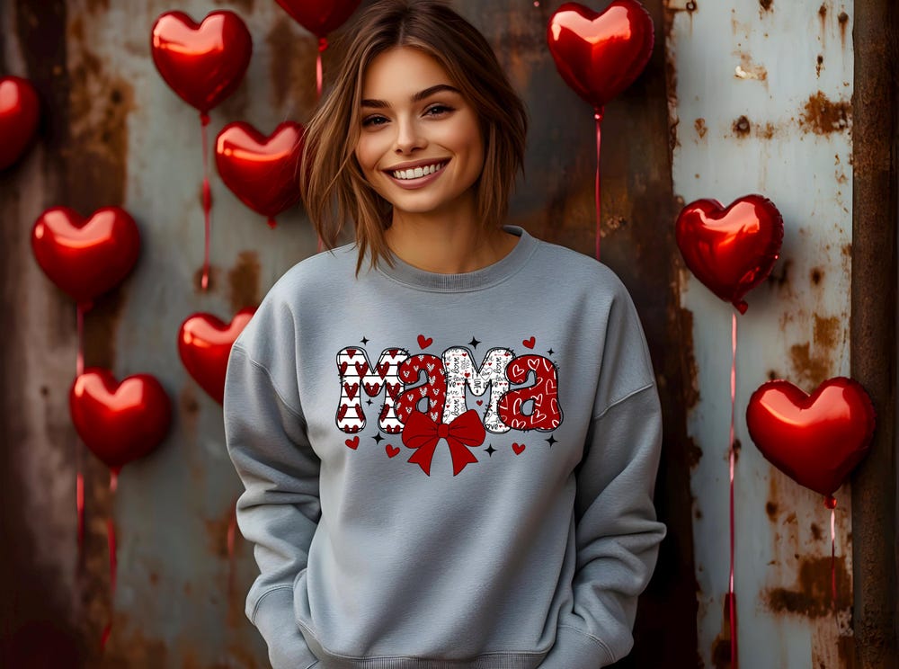 Mama Valentine'S Sweatshirt, Valentine'S Day Sweatshirt, Mom Sweatshirt, Mama Sweatshirt, Mother Sweatshirt, Valentine Shirt, Motherhood Amitytees