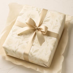 Papier do pakowania prezentów, Projektowanie kwiatowe, Elegancki kremowo-biały wzór gardenii, Rolka papieru do pakowania, Materiały do pakowania prezentów, Opakowanie na prezent ślubny