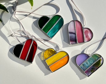 Stained Glass Heart Ornament: Colorful Window Charm, Valentine's Gift