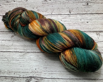 Autumn - Hand Dyed Fingering Sock Yarn, DK Weight, Superwash Merino Wool, Nylon, Sock Yarn