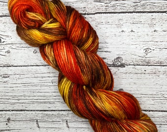 Pumpkin Spice Hand-Dyed Superwash Merino Wool Yarn