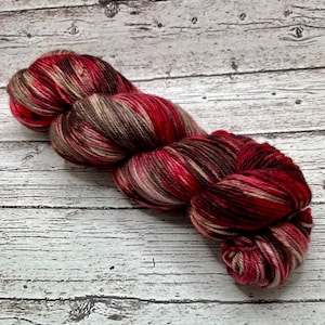 Hollyberry -  Hand Dyed Fingering Sock Yarn, DK Yarn, Pink, Cream, Superwash Merino, Nylon