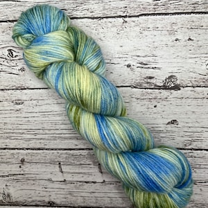 Sea Glass - Hand Dyed Fingering Sock Yarn, DK Yarn, Blue, Green