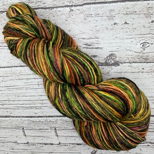 Graffiti - Hand Dyed Fingering Sock Yarn, DK Weight, Black, Purple, Green, Superwash Merino, Nylon