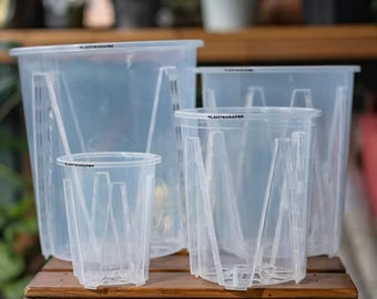 Pot transparent en aroïde avec trous de drainage Pots semi-hydroponiques Pot de plante d'intérieur d'intérieur Pot ventilé et recyclable pour racines (8 tailles de 10 cm à 28 cm)