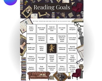 Reading Goals Bingo Card | Customizable | Printable | Editable | Canva Template | Book Lover | Reading | Book Club