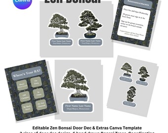 Zen Bonsai Tree Door Decoration / Editable /Canva Template / Printable /RA /Residence Assistant /Name Tag / College /University /Bonsai /Zen
