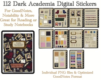 Dark Academia Stickers | Goodnotes Stickers | Bookish Stickers | Digital Stickers | Digital Planner Stickers  | iPad Pro | Booklover