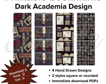 Dark Academia Digital Printable Bookmarks / Book Lover / Digital / Printable / Bookmarks /Books / Library / Academic / Reader