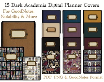 15 Dark Academia Digital Notebook covers | Goodnotes Planner Covers | Digital Notebook Covers | Notability | Xodo Covers | Reader | books