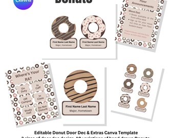 Donut Design Digital Door Decoration / Editable /Canva Template / Printable /RA /Residence Assistant /Name Tag / College / University