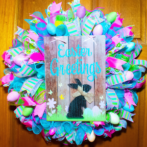 Pastel Easter Wreath, Easter Decor, Easter Door Hanger, Pastel Decor