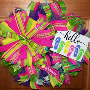 Summer Wreath | Front Door Decor | Front Door Wreath | Hello | Summer Wreath | Front Door Sign | Door Hanger