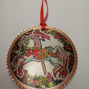 Copper Carousel Horse Ornament