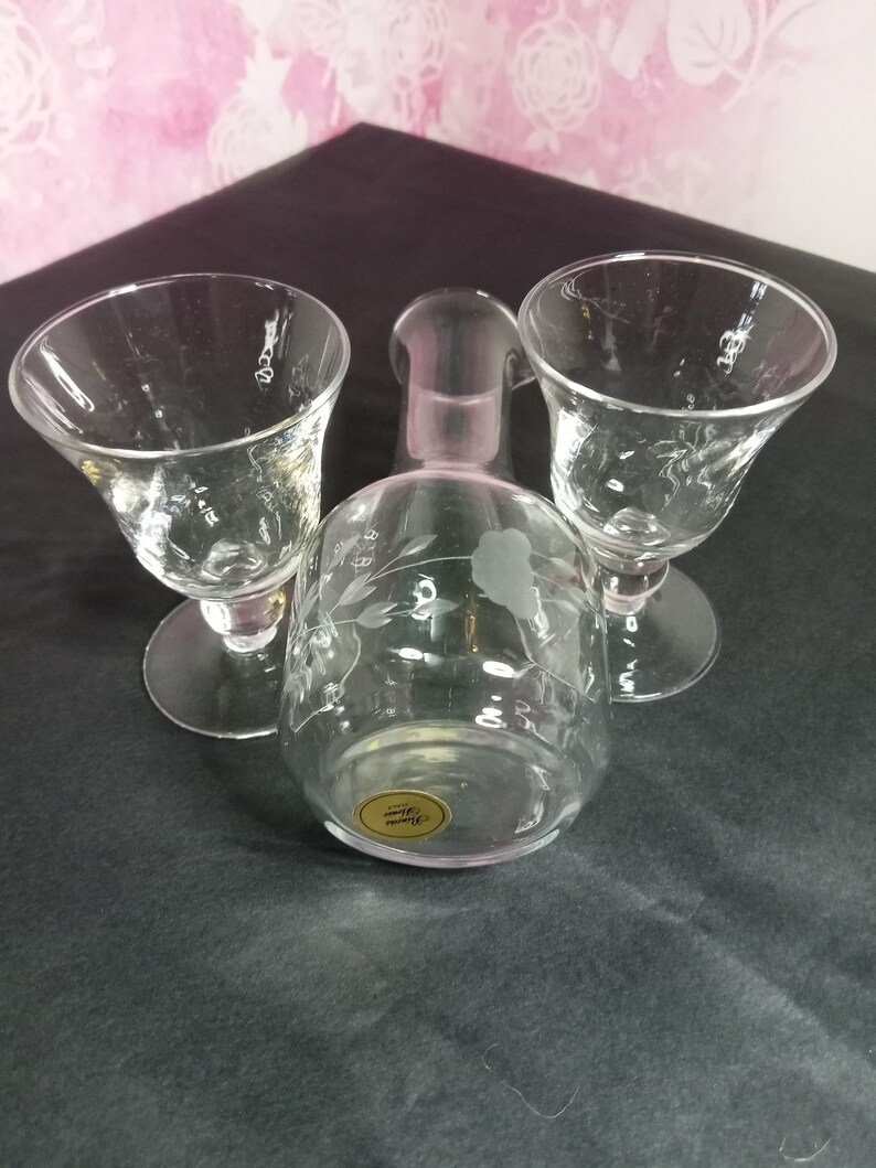 Princess House Heritage Etched Glass Decanter Set Etsy