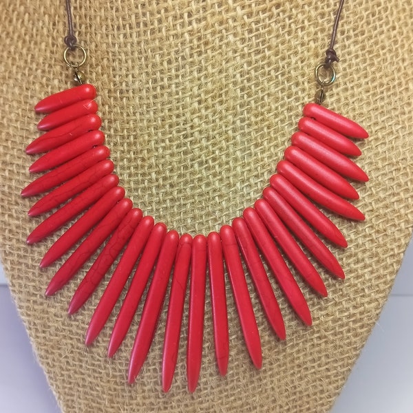 Collier Spike Gradué Corail Rouge