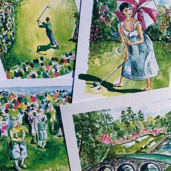 VINTAGE GOLF ART - seven pack of 5x7s