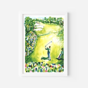 ARNIE PALMER - Teeing off at 1962 Masters Tournament, Watercolor Print, frame not included