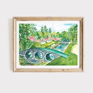 AMEN CORNER WATERCOLOR Painting, Augusta National Golf Course, Golf Art Print, frame not included
